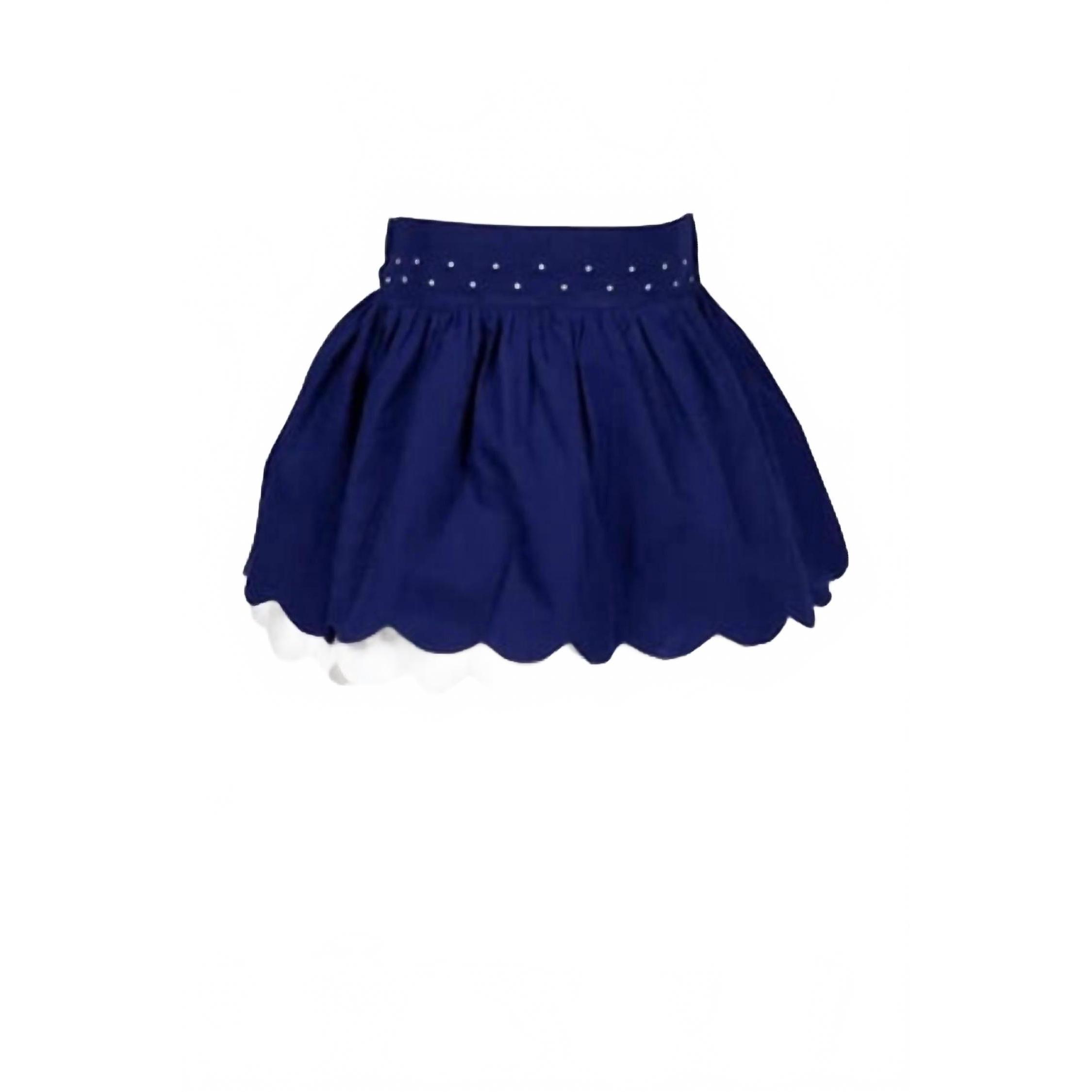 New The Proper Peony Girl's Francois Dotted Skirt In Navy